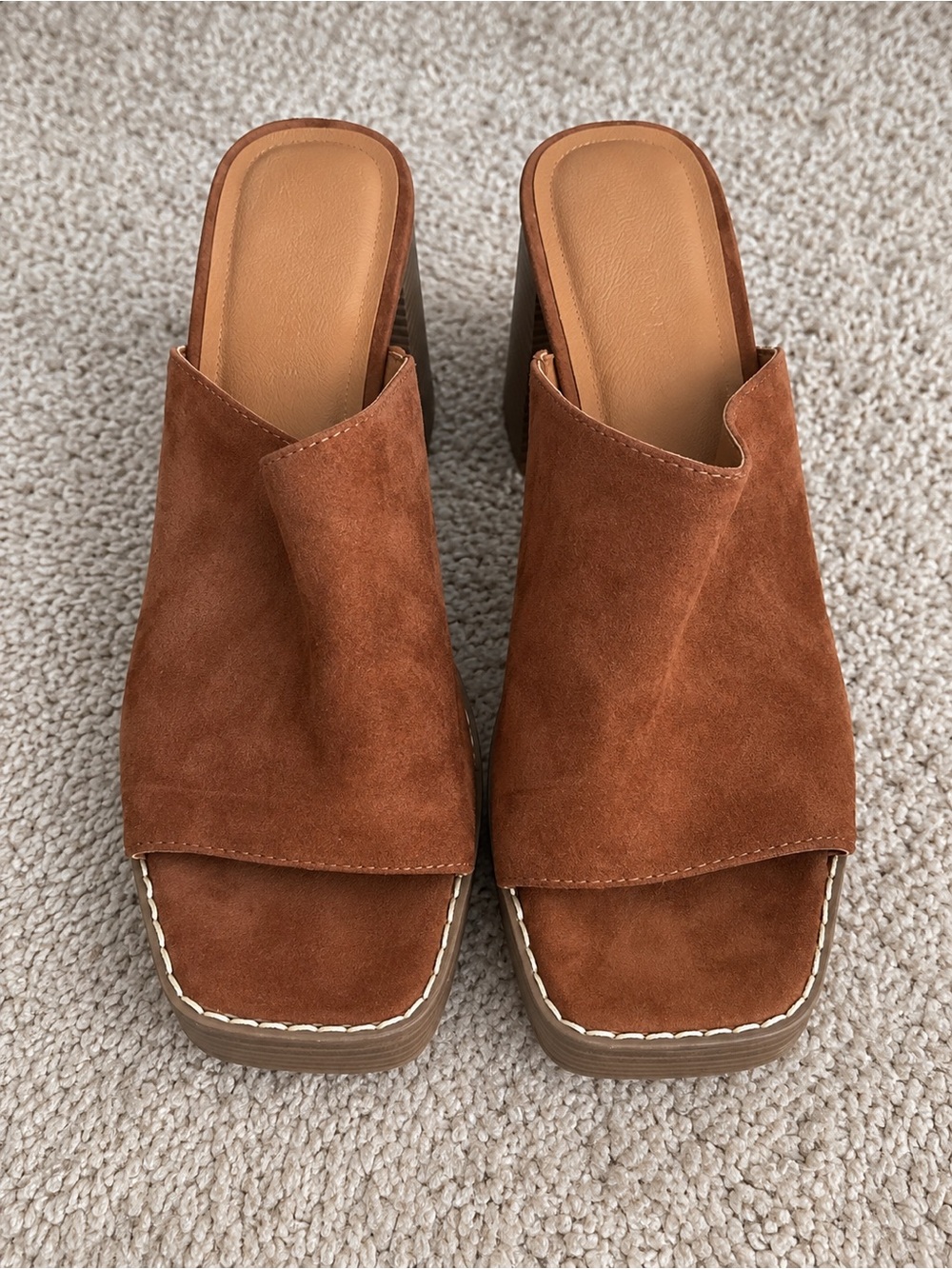 Universal Thread Peony Platform Mule Heels Brown Size 8
